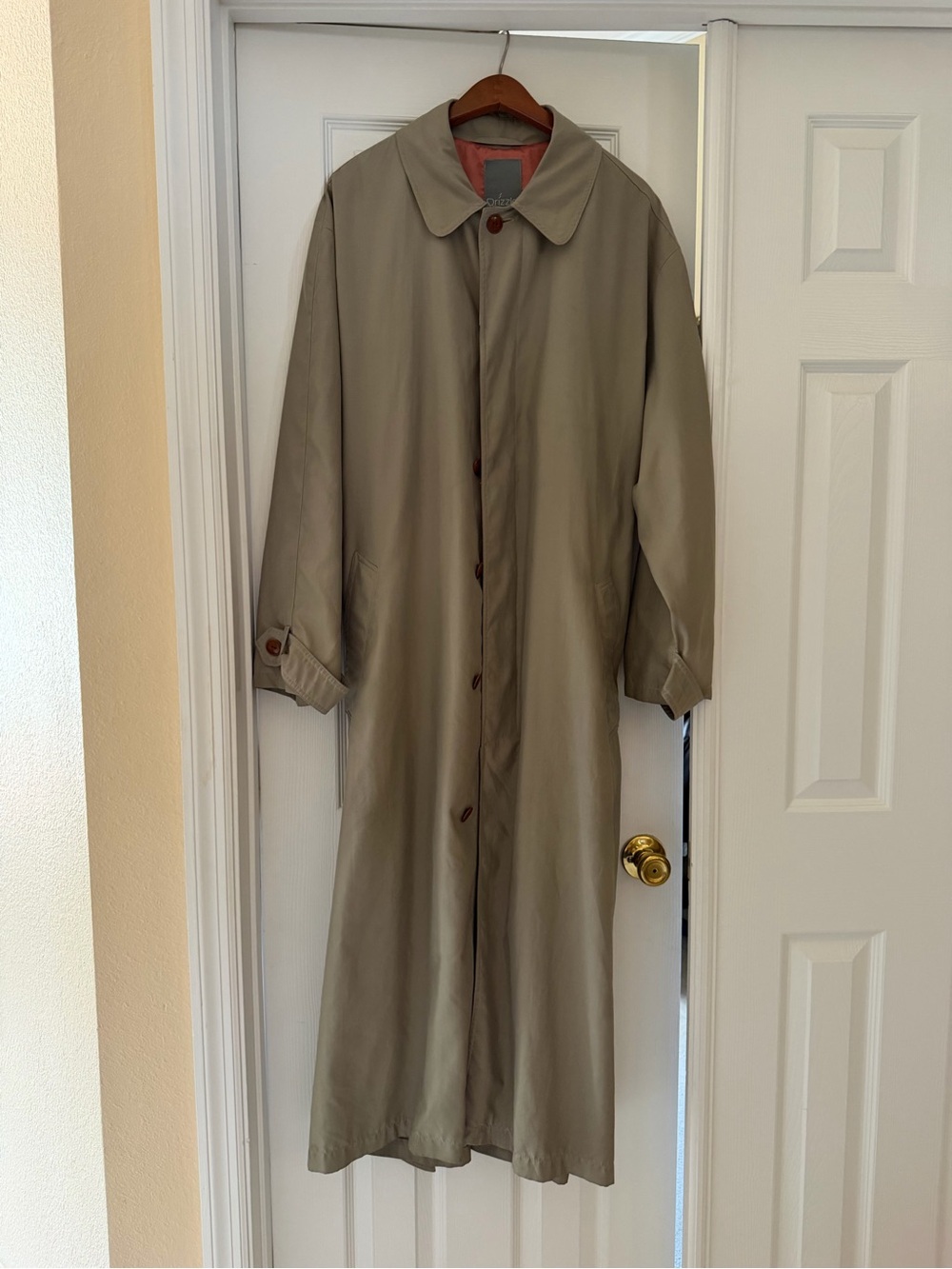 BG Men's Long Trench Coat - Beige - Picture 1 of 6